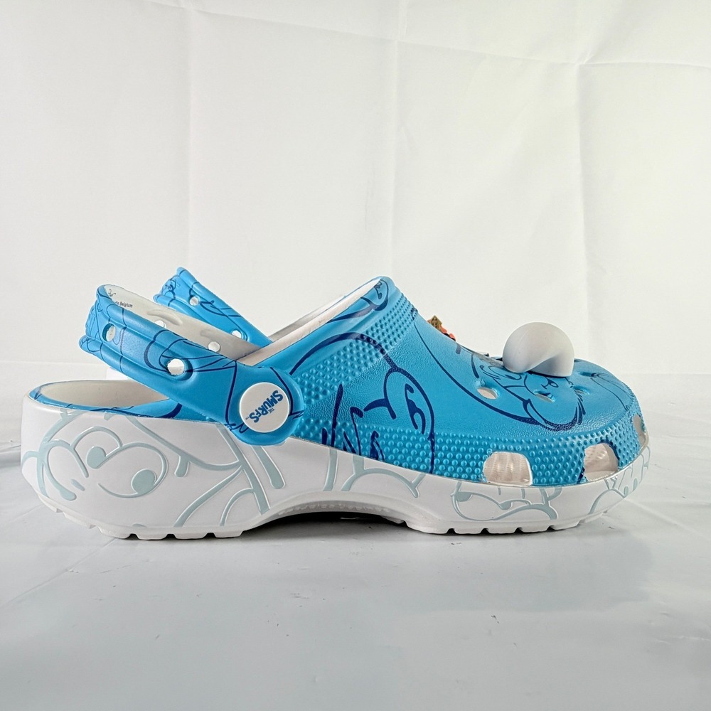Crocs Smurfs Classic Clog Blue White Adult Men 6 Women 8 Slip On Sandals New - Picture 5 of 8